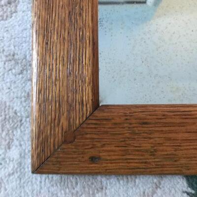 Lot 77SB Vintage Small Beveled Oak Wall Mirror
