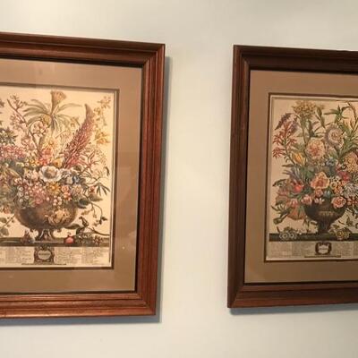 Lot 81SB: Wood Framed Floral Prints