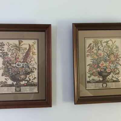 Lot 81SB: Wood Framed Floral Prints
