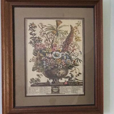Lot 81SB: Wood Framed Floral Prints
