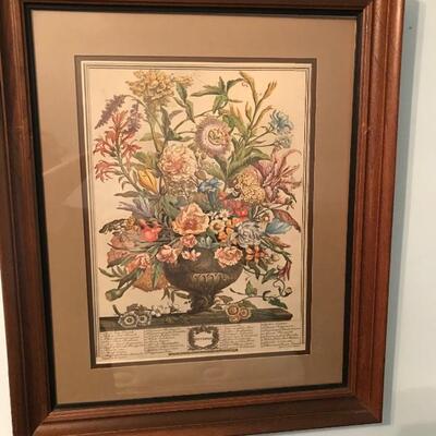 Lot 81SB: Wood Framed Floral Prints