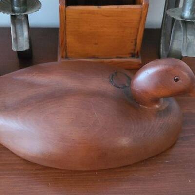 Lot 26F: Tin Sconces, Wood Carved Duck and More