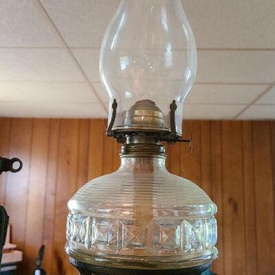 Lot 22F: Vintage Oil Lamps on Swing Arm Brackets