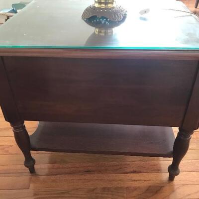 Lot 94L:  Lamp and Glass Top Side Table  