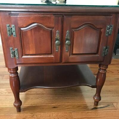 Lot 94L:  Lamp and Glass Top Side Table  