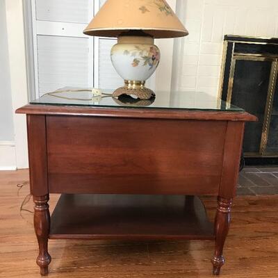 Lot 94L:  Lamp and Glass Top Side Table  