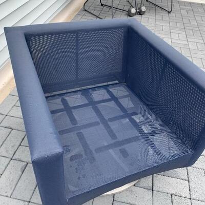Pair of Crate and barrel outdoor swivel chairs