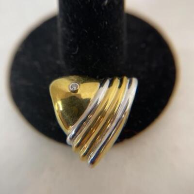 K601 14k Yellow and White Gold Diamond Heart Shaped Pendant and Slide 