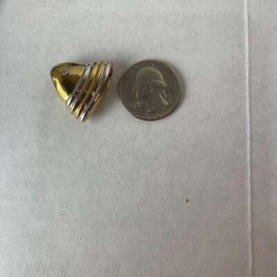 K601 14k Yellow and White Gold Diamond Heart Shaped Pendant and Slide 