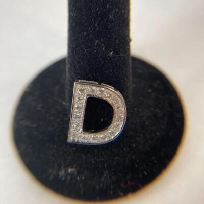 K605 Erwin Pearl .925 Letter â€œDâ€ CZ Charm/ Pendant 