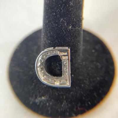 K605 Erwin Pearl .925 Letter â€œDâ€ CZ Charm/ Pendant 