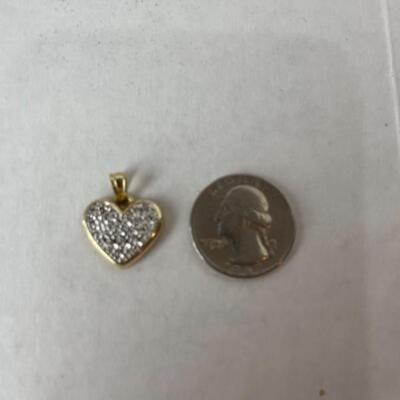 K606 14k Yellow & White Gold Diamond Cut Heart Shaped Pendant 
