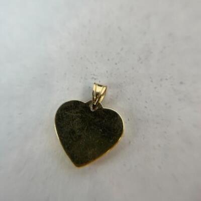 K606 14k Yellow & White Gold Diamond Cut Heart Shaped Pendant 