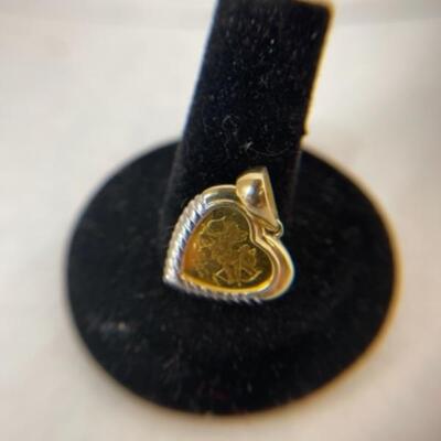 K607 14k Yellow Gold Royal AU .25oz Coin Heart shaped Pendant 