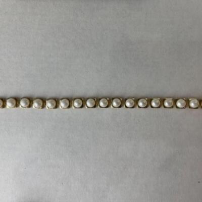 K610 14k Yellow Gold Pearl Link 8â€ Bracelet 