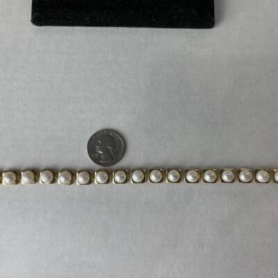K610 14k Yellow Gold Pearl Link 8â€ Bracelet 