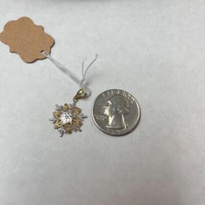 K614 14k Yellow and White Gold Snowflake Pendant 