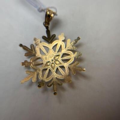 K615 14k Yellow and White Gold Large Snowflake Pendant 