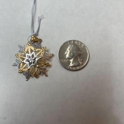 K615 14k Yellow and White Gold Large Snowflake Pendant 