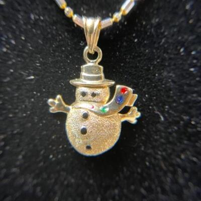 K616 14k Yellow Gold Snowman 18â€ Necklace 