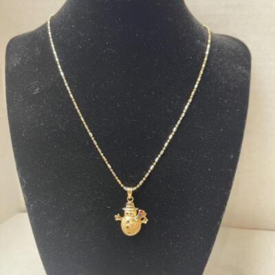 K616 14k Yellow Gold Snowman 18â€ Necklace 