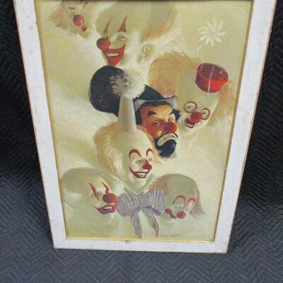 Lot 14 -Framed  Seven Faces of a Clown Robert Owens Signed Lithograph 28 1/2