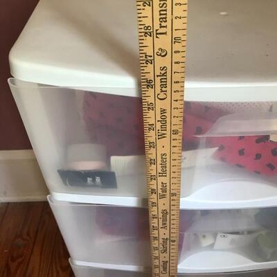 Lot 117B2:  Large lot of Crochet Newborn Hats, (Craft Fair Stock), Sewing, and Storage. 
