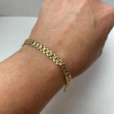 K628 14k Yellow Gold Diamond Cut Link Bracelet 