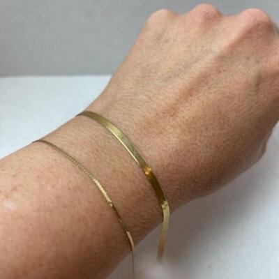 K633 14k Yellow Gold 8â€ & 9â€ Herringbone Bracelets 