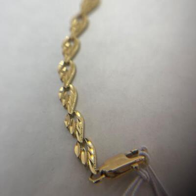 K635 14k Yellow Gold Leaf Link Bracelet 8â€ 