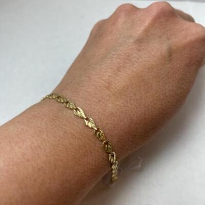 K635 14k Yellow Gold Leaf Link Bracelet 8â€ 