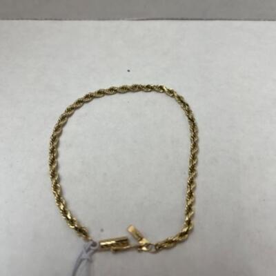 K637 14k Yellow Gold Rope Bracelet 