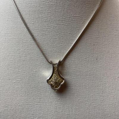 K639 Sterling & 18k Yellow Gold Filigree Necklace 