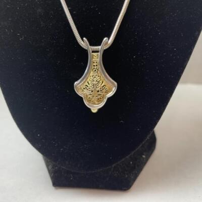 K639 Sterling & 18k Yellow Gold Filigree Necklace 