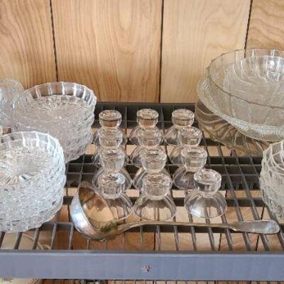 Lot 155: Vintage Glass Serving Pieces & WMF Ladle
