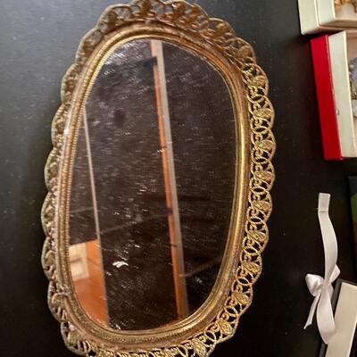 Lot MB148: Vintage Jewelry Box, Lancome Train Case, Mirror and More