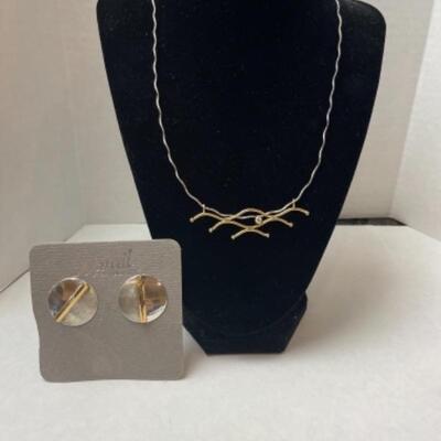 K643 Artisan Silver & Vermeil Necklace and Silver Earrings by Marcell 