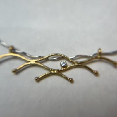 K643 Artisan Silver & Vermeil Necklace and Silver Earrings by Marcell 