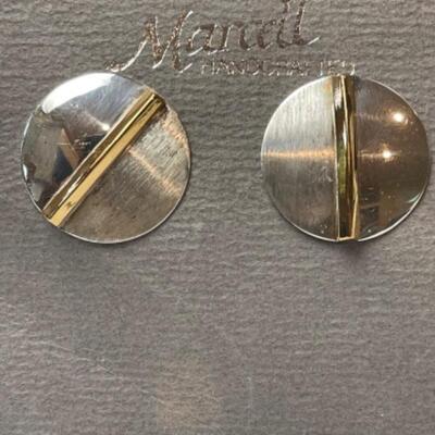 K643 Artisan Silver & Vermeil Necklace and Silver Earrings by Marcell 