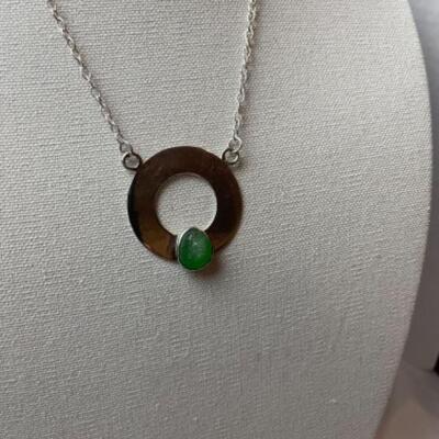 K646 Sterling Sea glass Necklace and Ring 
