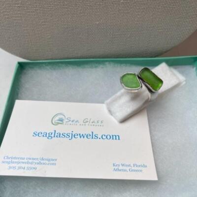 K646 Sterling Sea glass Necklace and Ring 