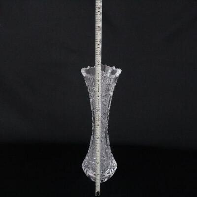 Lot #199: Vintage Brilliant Cut Crystal Compote and Corset Vase Set