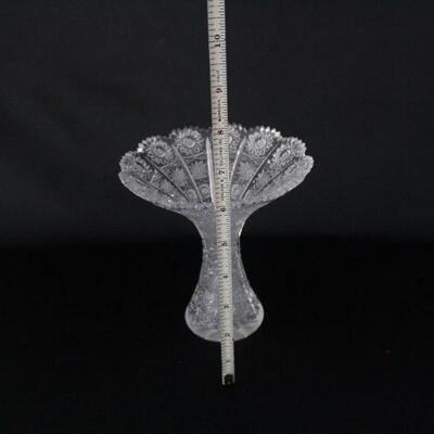 Lot #199: Vintage Brilliant Cut Crystal Compote and Corset Vase Set