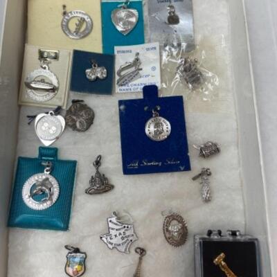 K647 Lot of 19 Sterling Silver Charms 