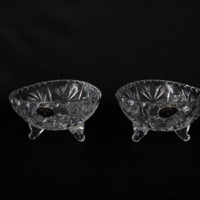 Lot #202: Vintage Bohemia Cut Crystal Footed Candy Dish Set