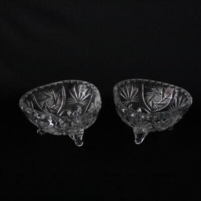 Lot #202: Vintage Bohemia Cut Crystal Footed Candy Dish Set