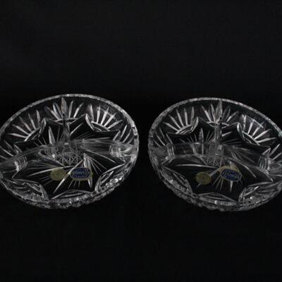 Lot #203: Vintage Bohemia Cut Crystal Candy Dish Set