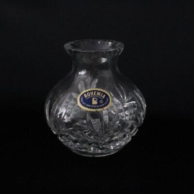 Lot #204: Vintage Bohemia Cut Crystal Candy Dish and Vase 