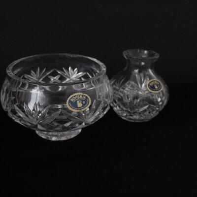 Lot #204: Vintage Bohemia Cut Crystal Candy Dish and Vase 