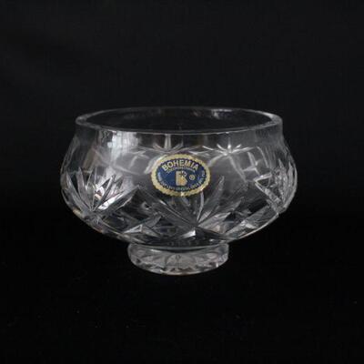 Lot #204: Vintage Bohemia Cut Crystal Candy Dish and Vase 